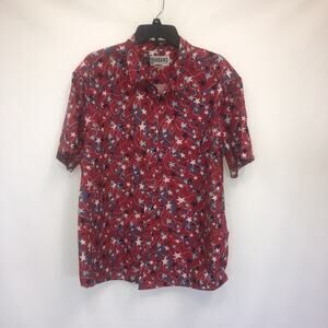 Haband Button Up Adult Large Multicolor Short Sleeve Mens Cotton Blend Shirt